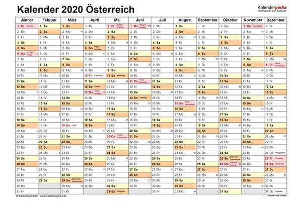 Kalender_Österreich_2020