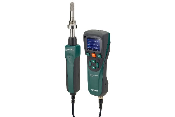 Taupunktmessgeräte können Probleme im Zusammenhang mit Wasserdampf in Druckluftsystemen vermeiden. Zur Ermittlung von Taupunkttemperaturen gibt es von Teledyne Flir das Taupunktmessgerät Extech RH600.