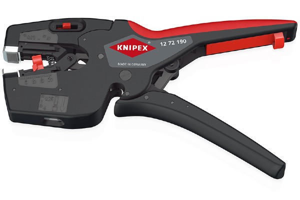 Die KNIPEX NexStrip ist ein Multiwerkzeug für Elektriker zum Schneiden, Abisolieren und Crimpen.